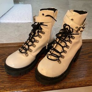 Jeffrey Campbell white platform boots